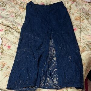 BCBGMaxAzria Deep Blue Lace Midi Skirt